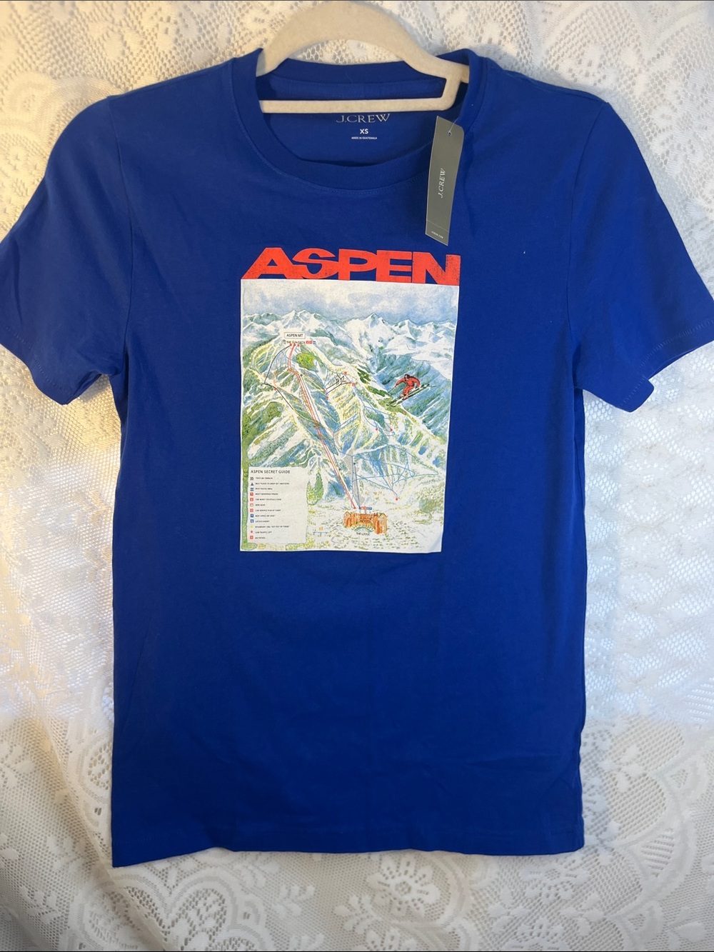 😻5for$15😻J. Crew Royal Blue Aspen Map Graphic Tee NWT XS